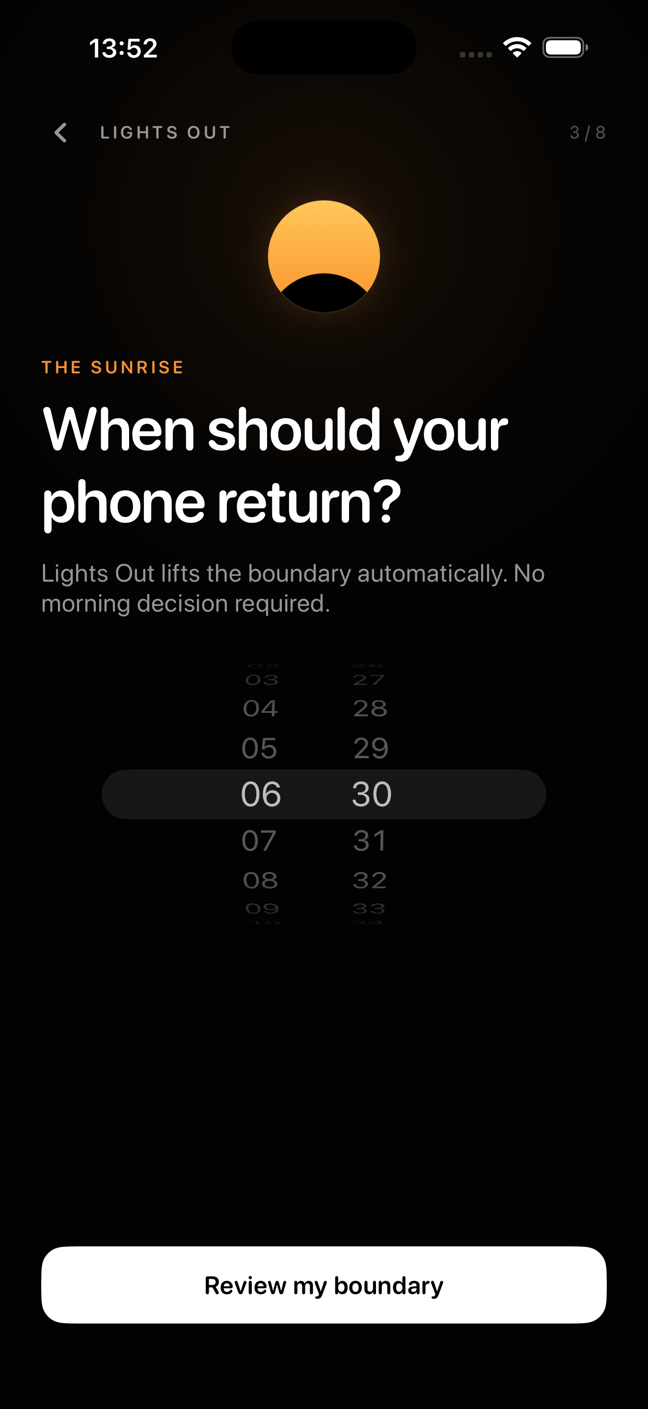 Choose when your iPhone returns in the morning
